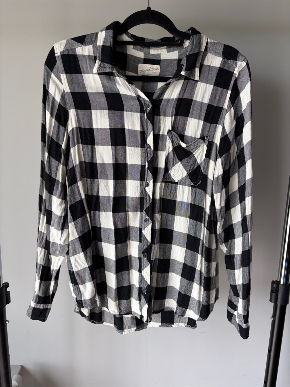 Universal Thread Black & White Buffalo Check Button-Up Shirt